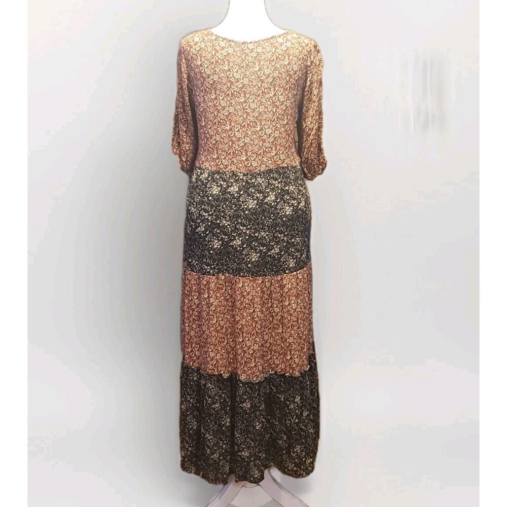 Natural Life Medium Midi Dress Multi Floral Tiered Boho Cottagecore Lagenlook - Picture 3 of 6